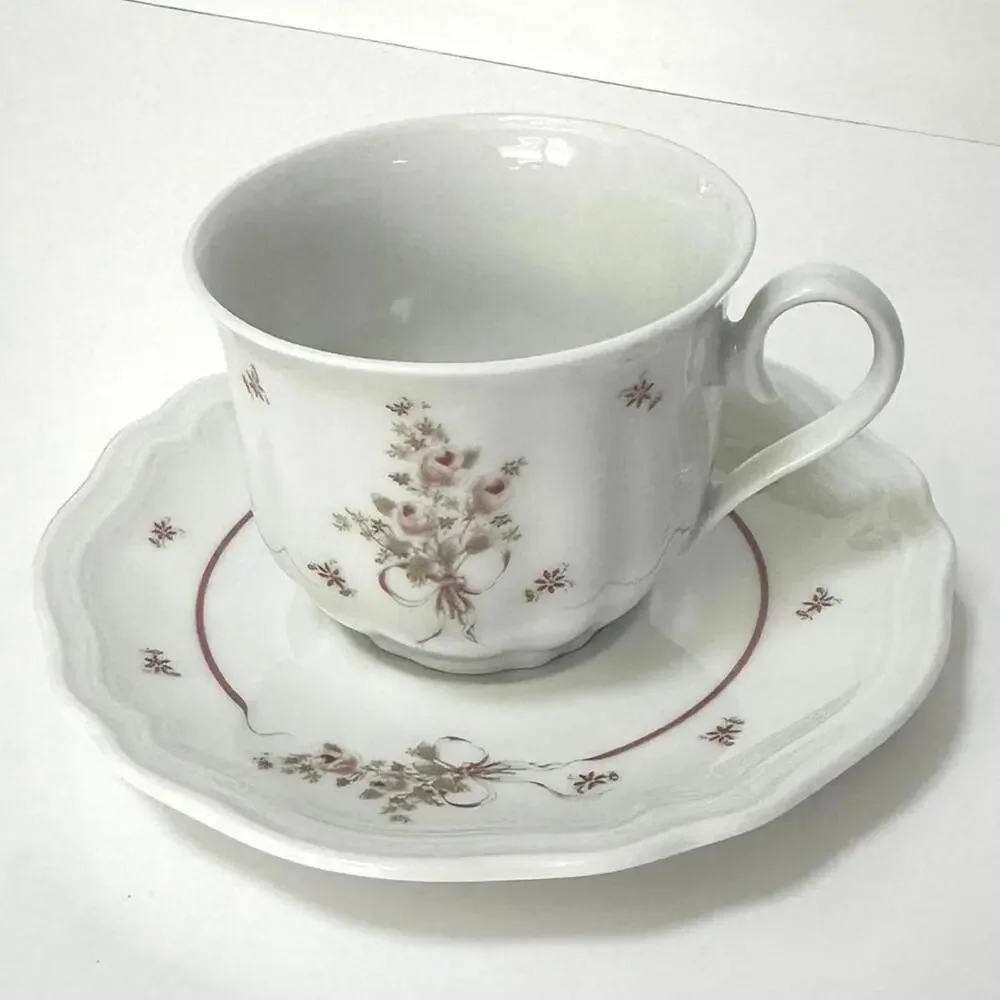 Vintage Schirnding Bavaria Demitasse Teacup w/ Saucer Danbury Mint Single Floral - Picture 1 of 9
